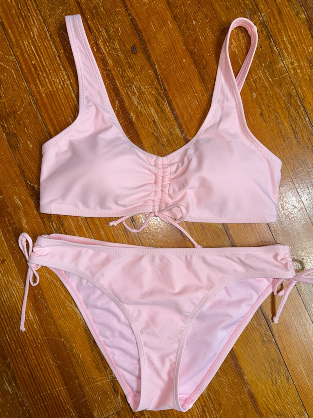 Cabana del Sol | NWOT Pink Ruched Drawstring Bikini